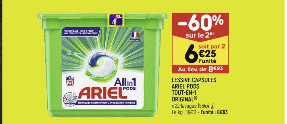 lessive capsules ariel pods tout-en-1 original