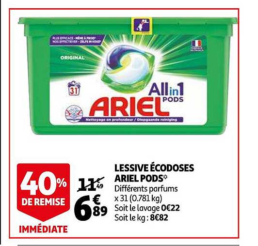 Lessive écodoses Ariel Pods