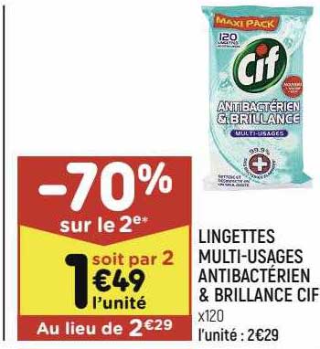 lingettes multi-usages antibactérien & brillance cif