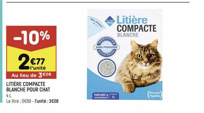 Litière Compacte Blanche Pour Chat