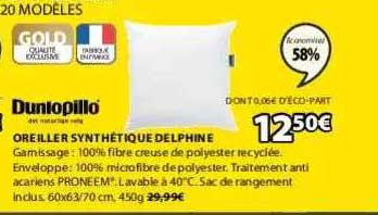 oreiller synthétique delphine dunlopillo