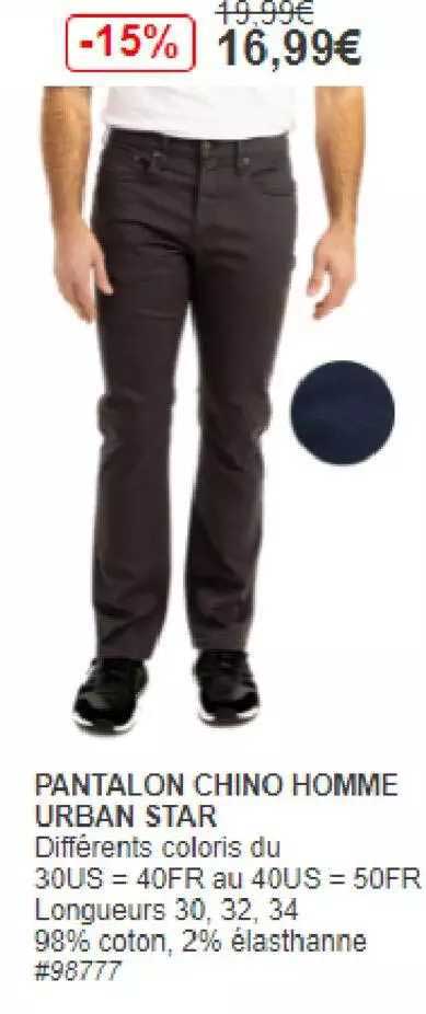pantalon chino homme urban star