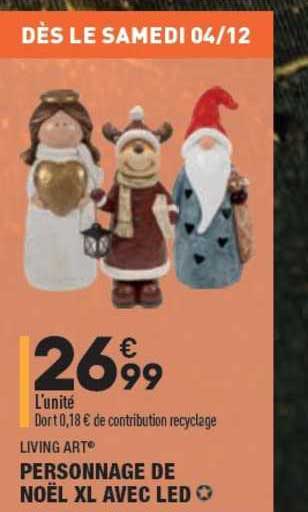 personnage de noël xl avec led living art