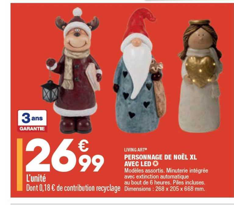 personnage de noël xl avec led living art