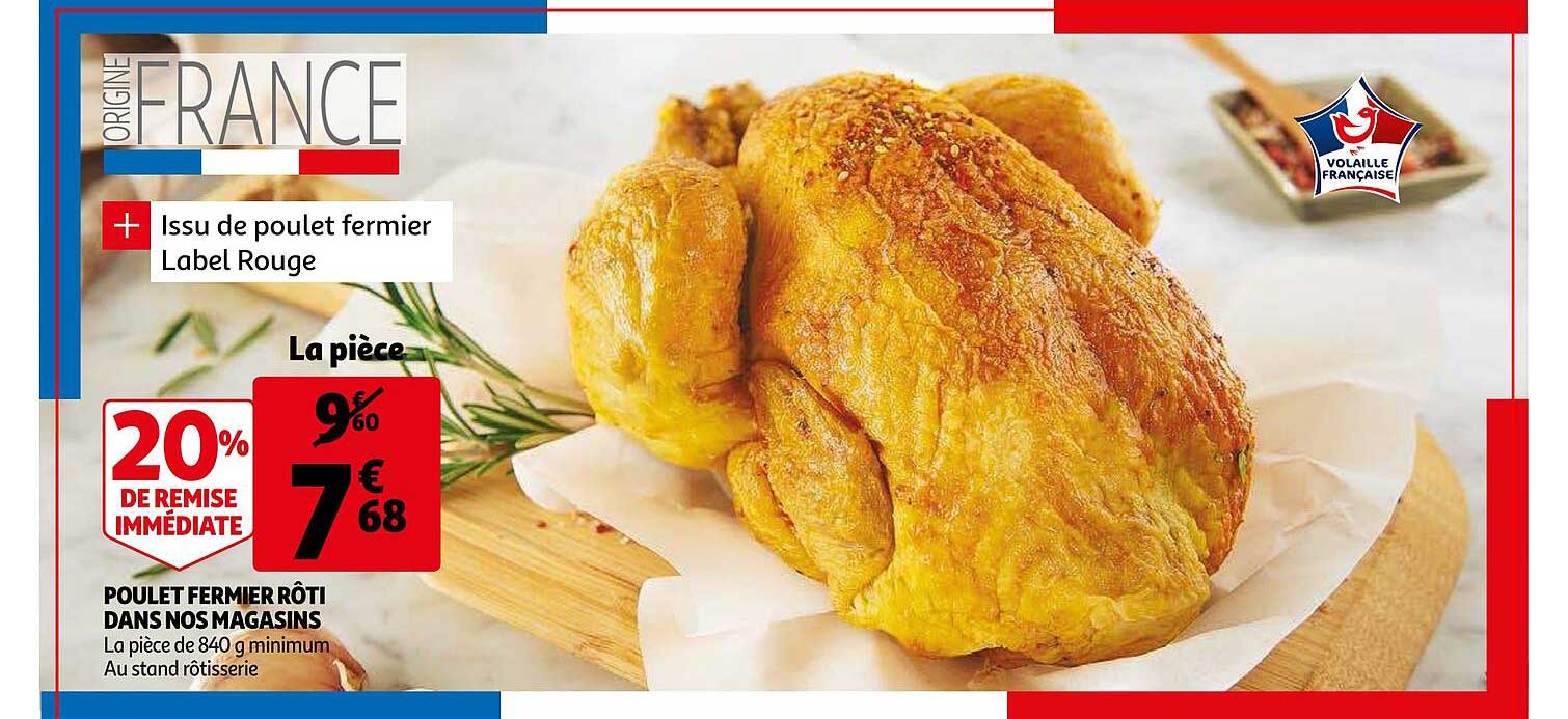 poulet fermier rôti dans nos magasins