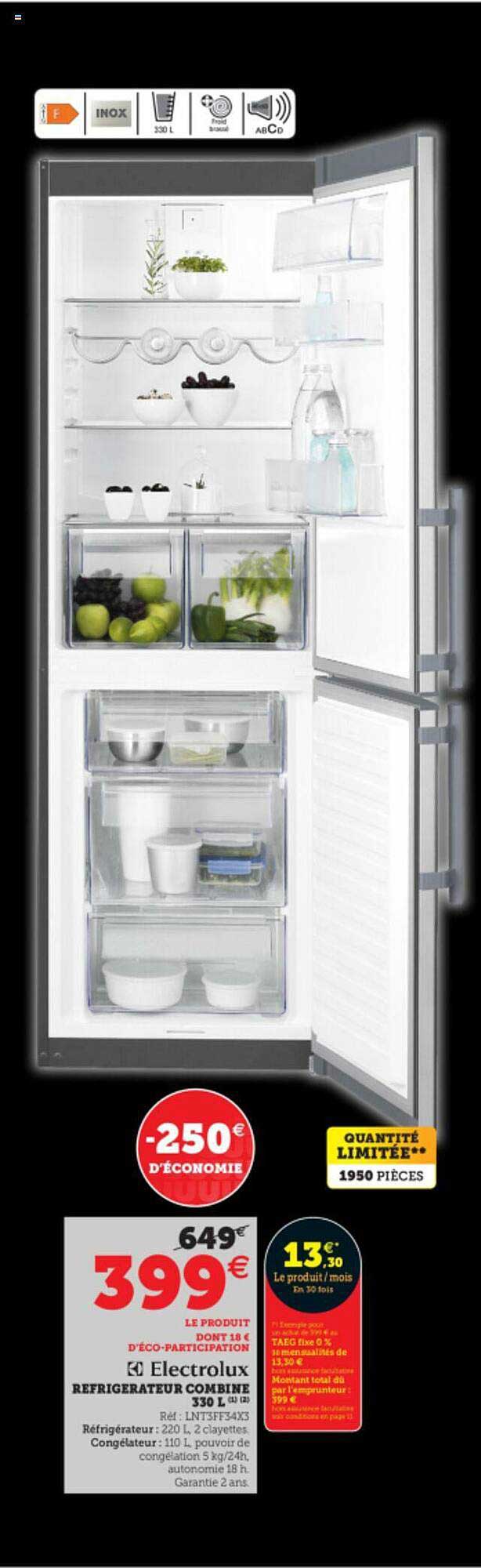 Réfrigérateur Combiné 330 L Electrolux