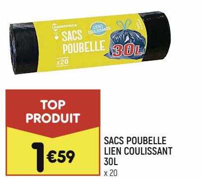 sacs poubelle lien coulissant 30l