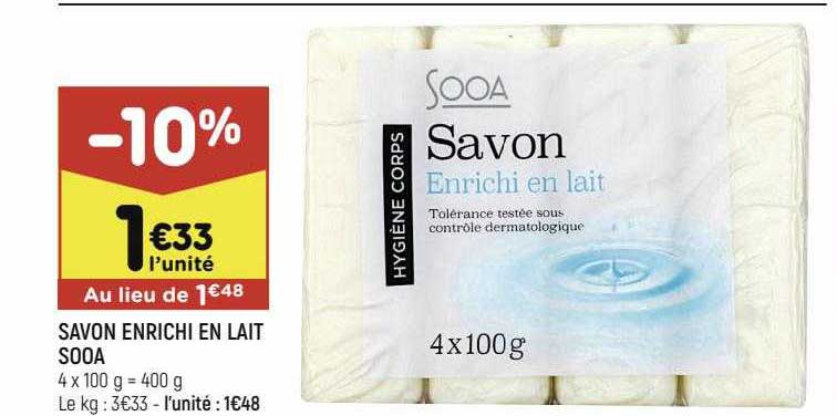 savon enrichi en lait sooa