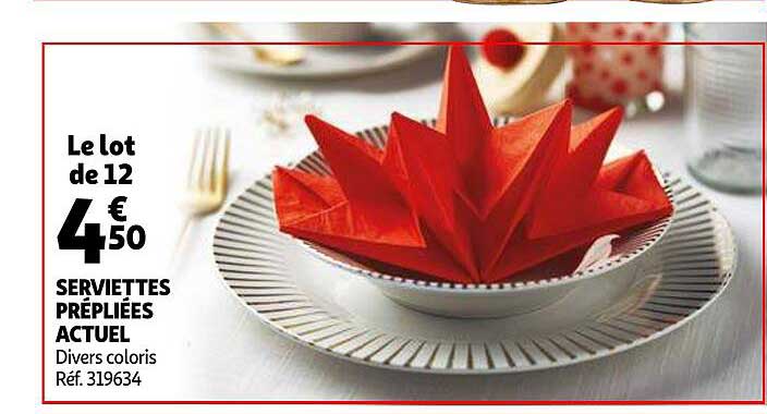 serviettes pré pliées actuel