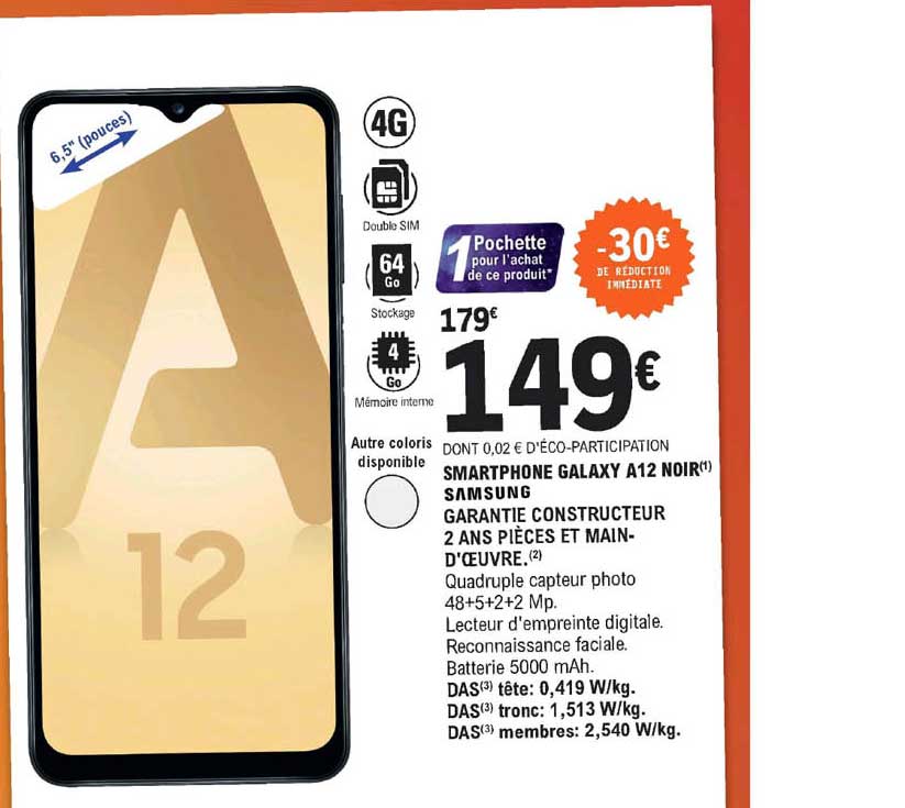 Smartphone Galaxy A12 Noir Samsung