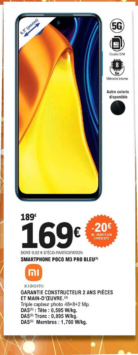 smartphone poco m3 pro bleu xiaomi