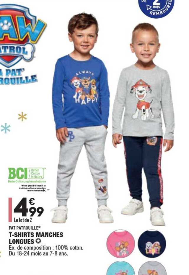t-shirts manches longues pat patrouille