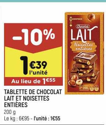 Tablettes De Chocolat Lait Et Noisettes Entières