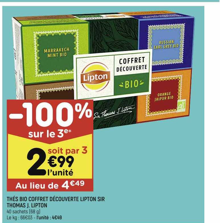 thés bio coffret découverte lipton sir thomas j. lipton