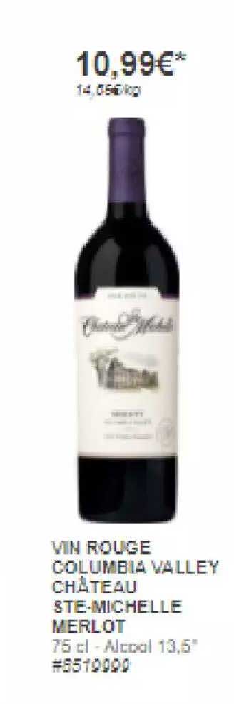 vin rouge comumbia valley château ste-michelle merlot