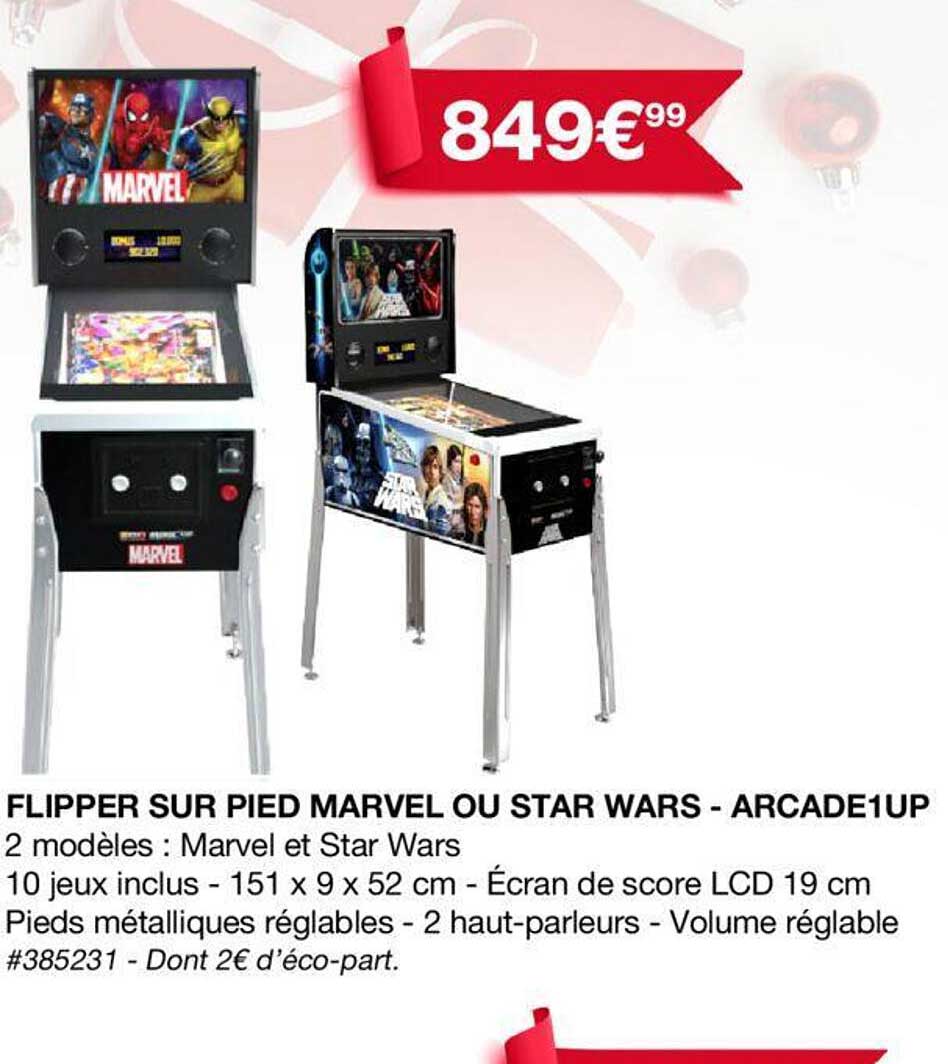 flipper sur pied marvel ou star wars - arcade 1up