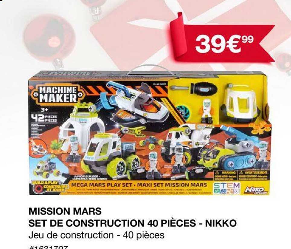 mission mars set de construction 40 pièces - nikko