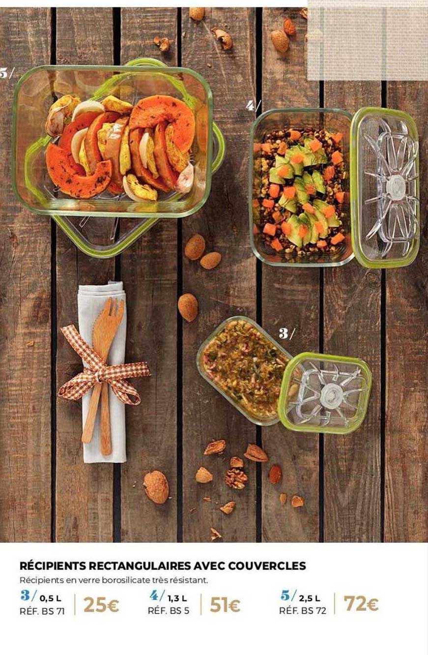 récipients rectangulaire avec couvercles