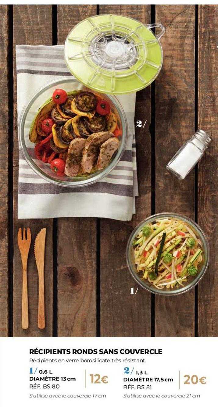 récipients ronds sans couvercle