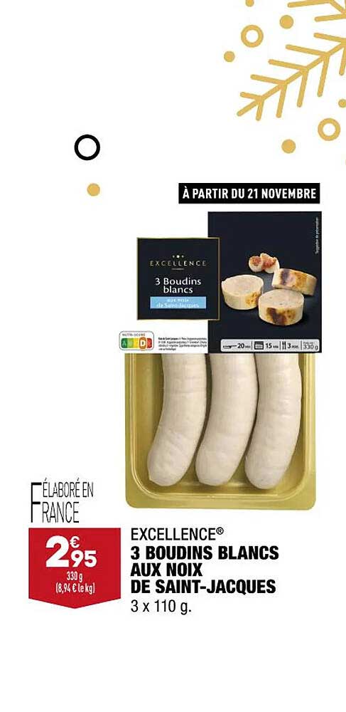 3 boudins blancs aux noix de saint-jacques excellence