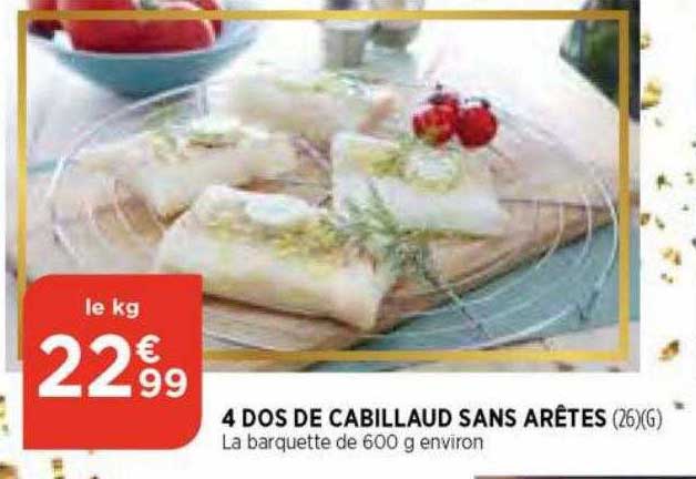4 dos de cabillaud sans arêtes