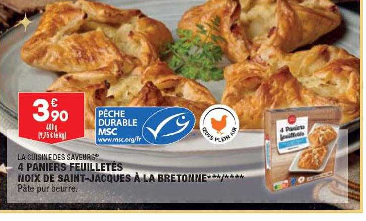 4 Paniers Feuilletés Noix De Saint-jacques à La Bretonne