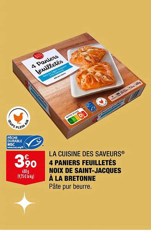 4 paniers feuilletés noix de saint-jacques à la bretonne la cuisine des saveurs