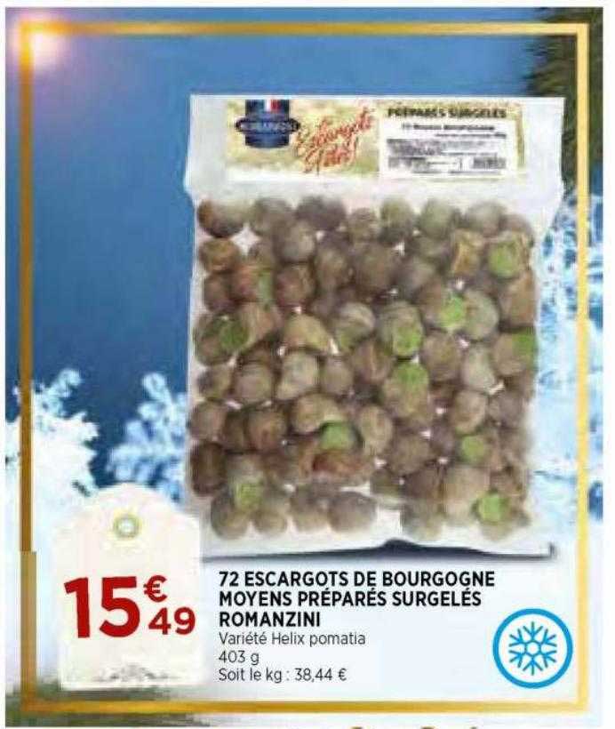 72 escargots de bourgogne moyens préparés surgelés romanzini
