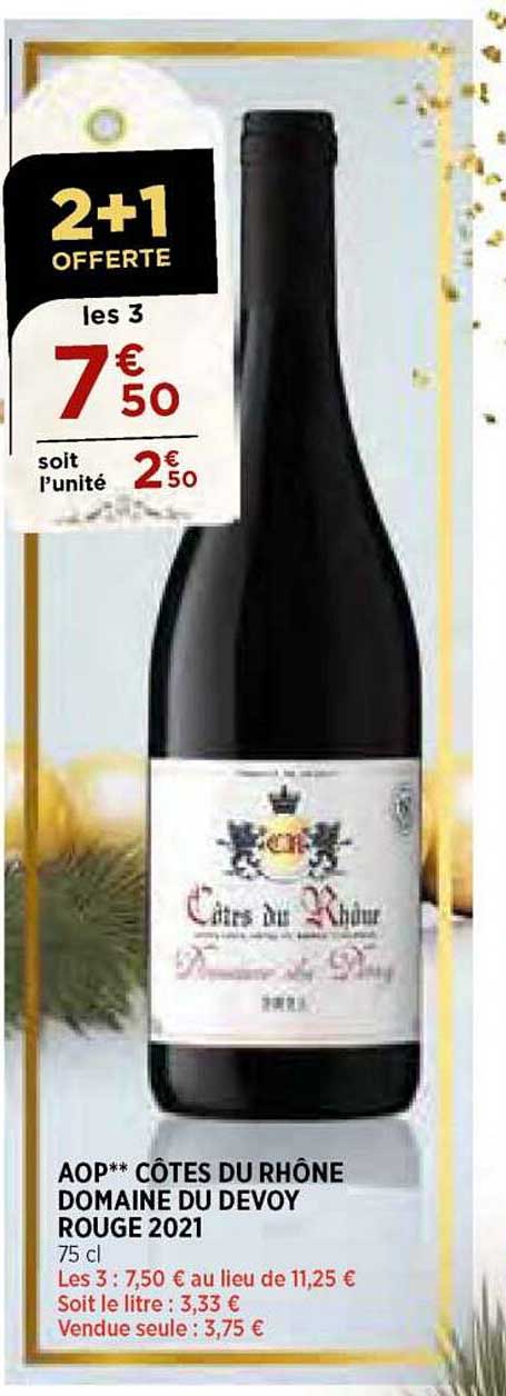 Aop Côtes Du Rhône Domaine Du Devoy Rouge 2021