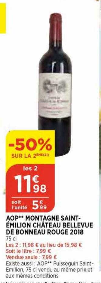 aop montagne saint-émilion château bellevue de bonneau rouge 2018