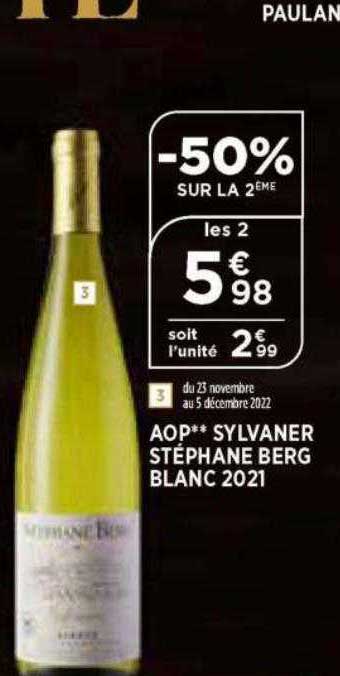 aop sylvaner stéphane berg blanc 2021