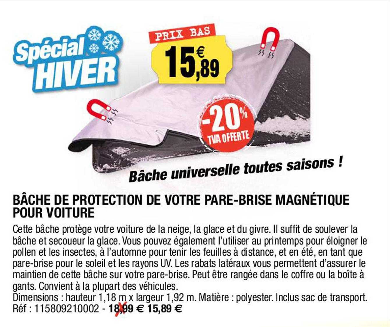 bâche de protection de votre pare-brise magnétique pour voiture