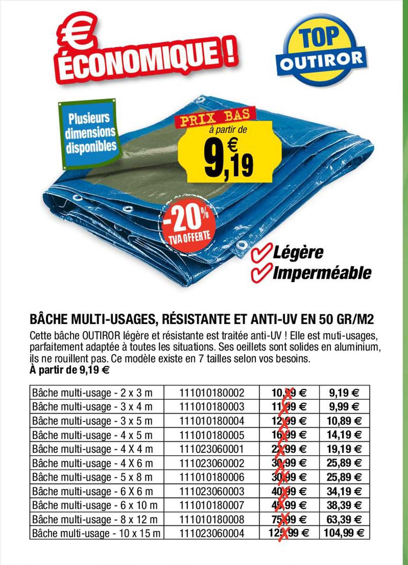 bâche multi-usages, résistante et anti-uv en 50 gr-m²