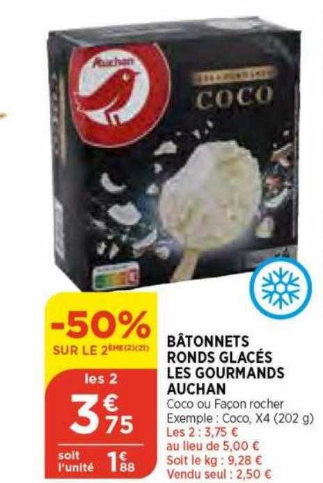 Bâtonnets Ronds Glacés Les Gourmands Auchan