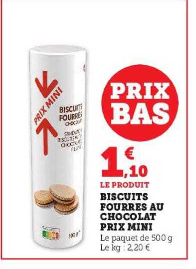 biscuits fourrés au chocolat prix mini