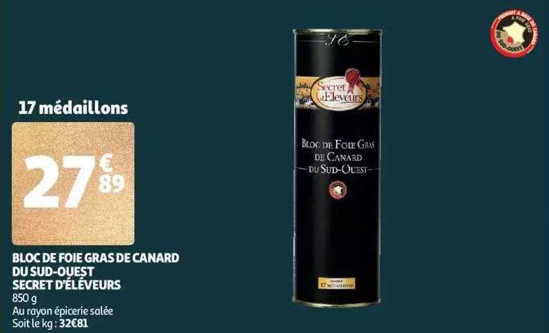 bloc de foie gras de canard du sud-ouest secret d'éléveurs