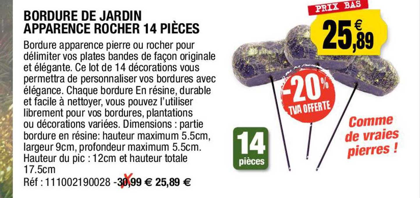 bordure de jardin apparence rocher 14 pièces