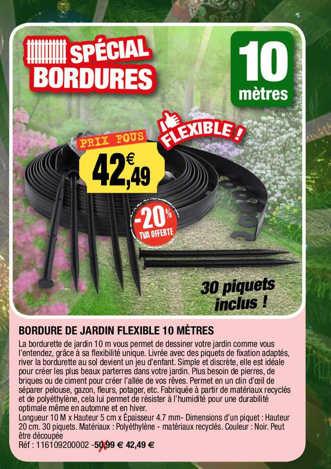 bordure de jardin flexible 10 mètres