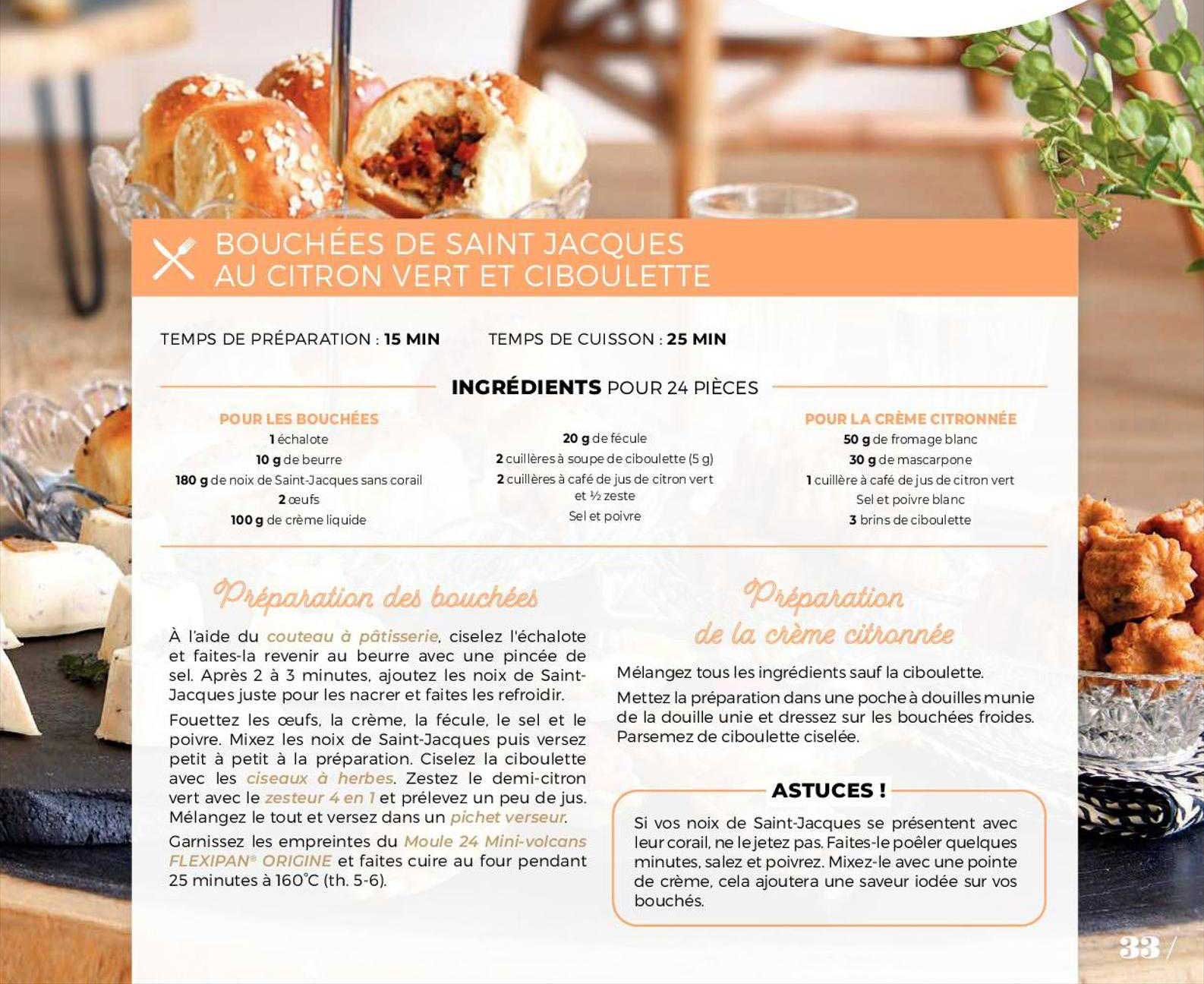 bouchées de saint jacques au citron vert et ciboulette