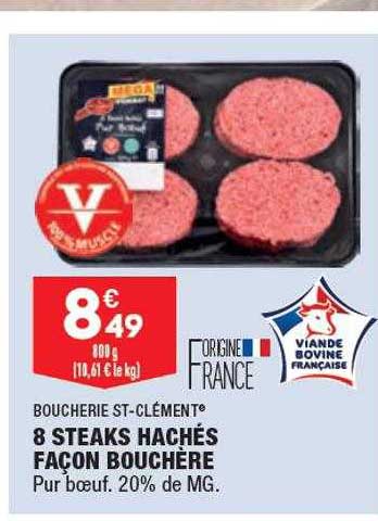 boucherie st-clément 8 steaks hachés façon bouchère