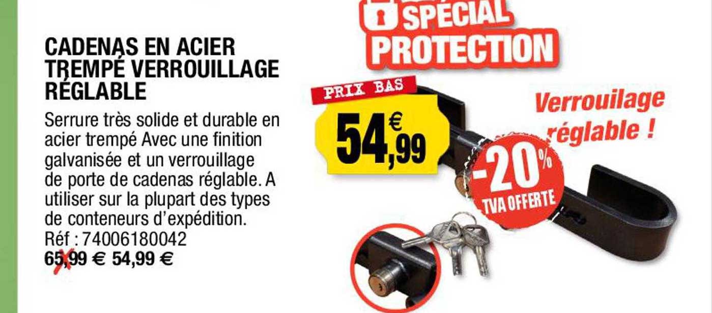 cadenas en acier trempé verrouillage reglable