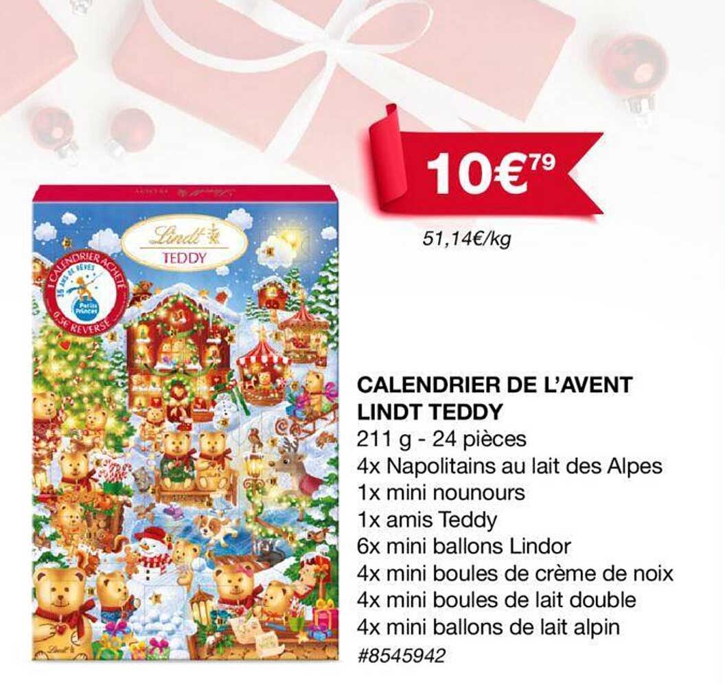calendrier de l'avent lindt teddy