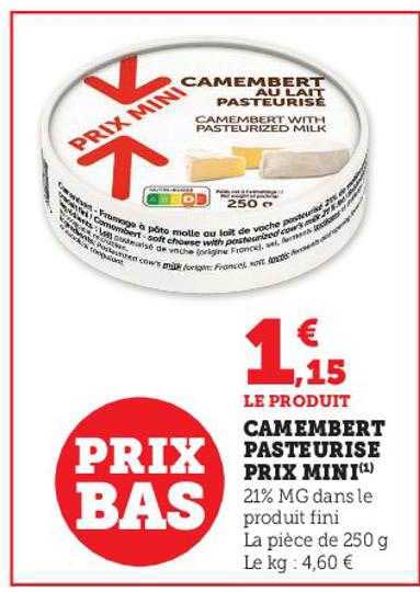 camembert pasteurisé prix mini