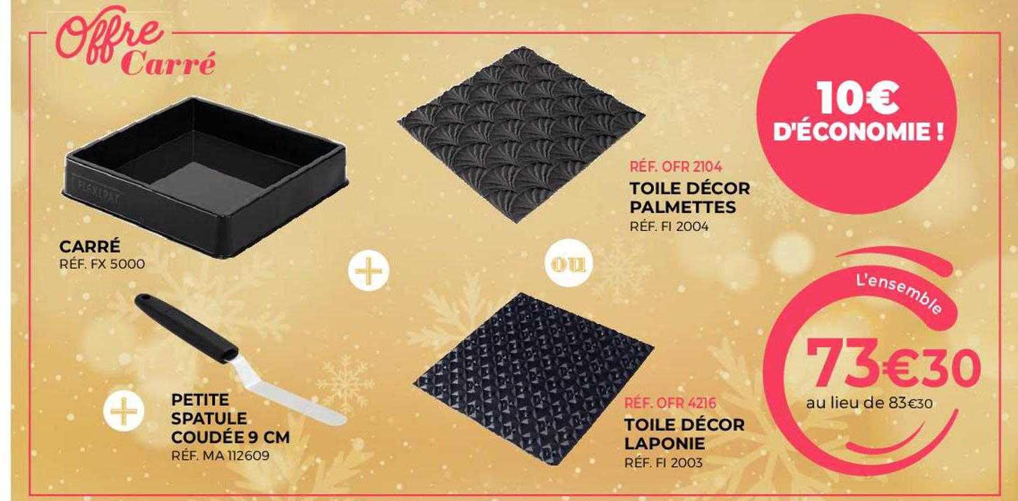 Carré, Petite Spatule Coudée 9 Cm, Toile Décor Laponie, Toile Décor Palmettes