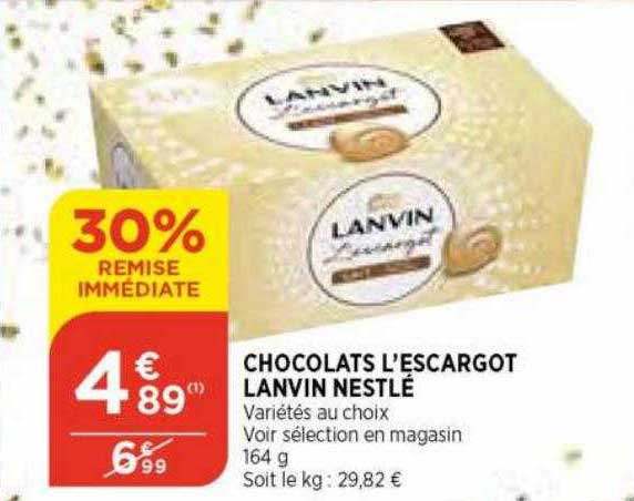 chocolats l'escargot lanvin nestlé