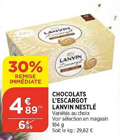 chocolats l'escargot lanvin nestlé
