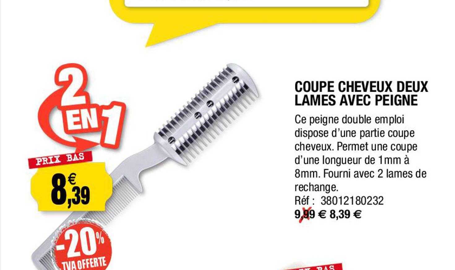 coupe cheveux deux lames avec peigne