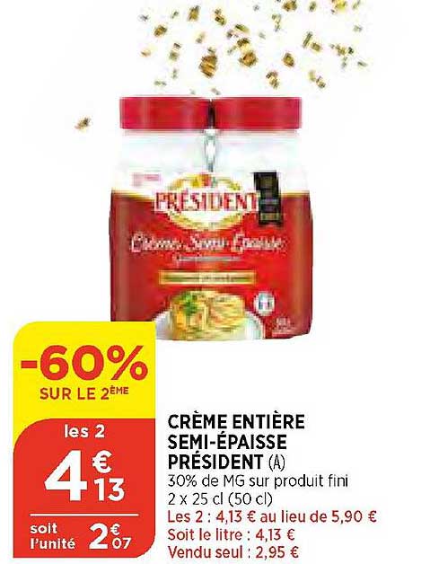 crème entière semi-épaisse président