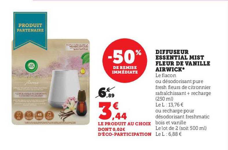 diffuseur essential mist fleur de vanille air wick