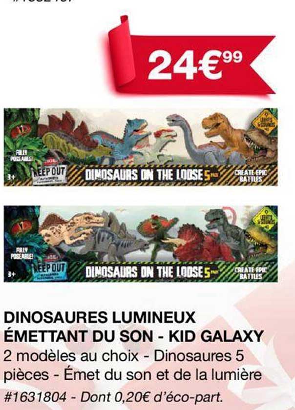dinosaures lumineux émettant du son - kid galaxy